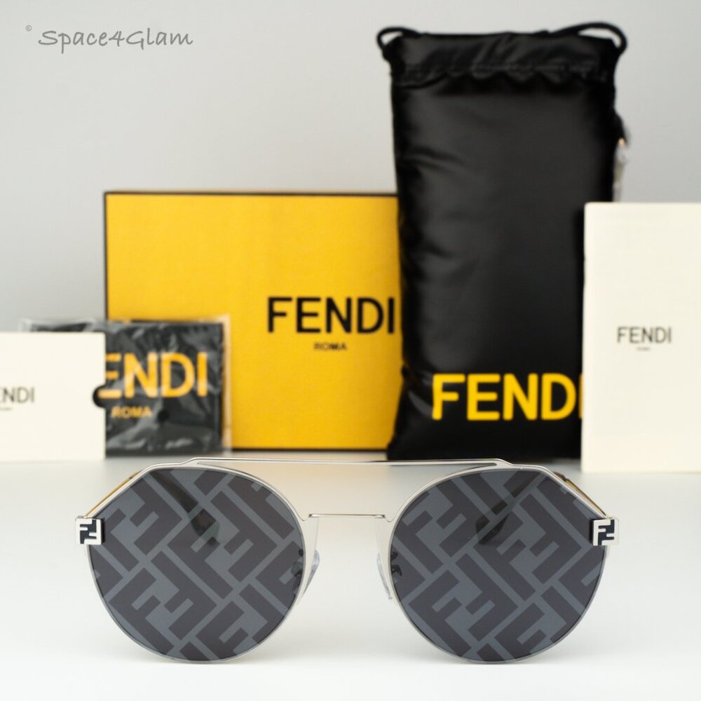 Fendi Men Sunglasses Palladium Blue Silver Mirror Round FE40060U 16X BRAND NEW